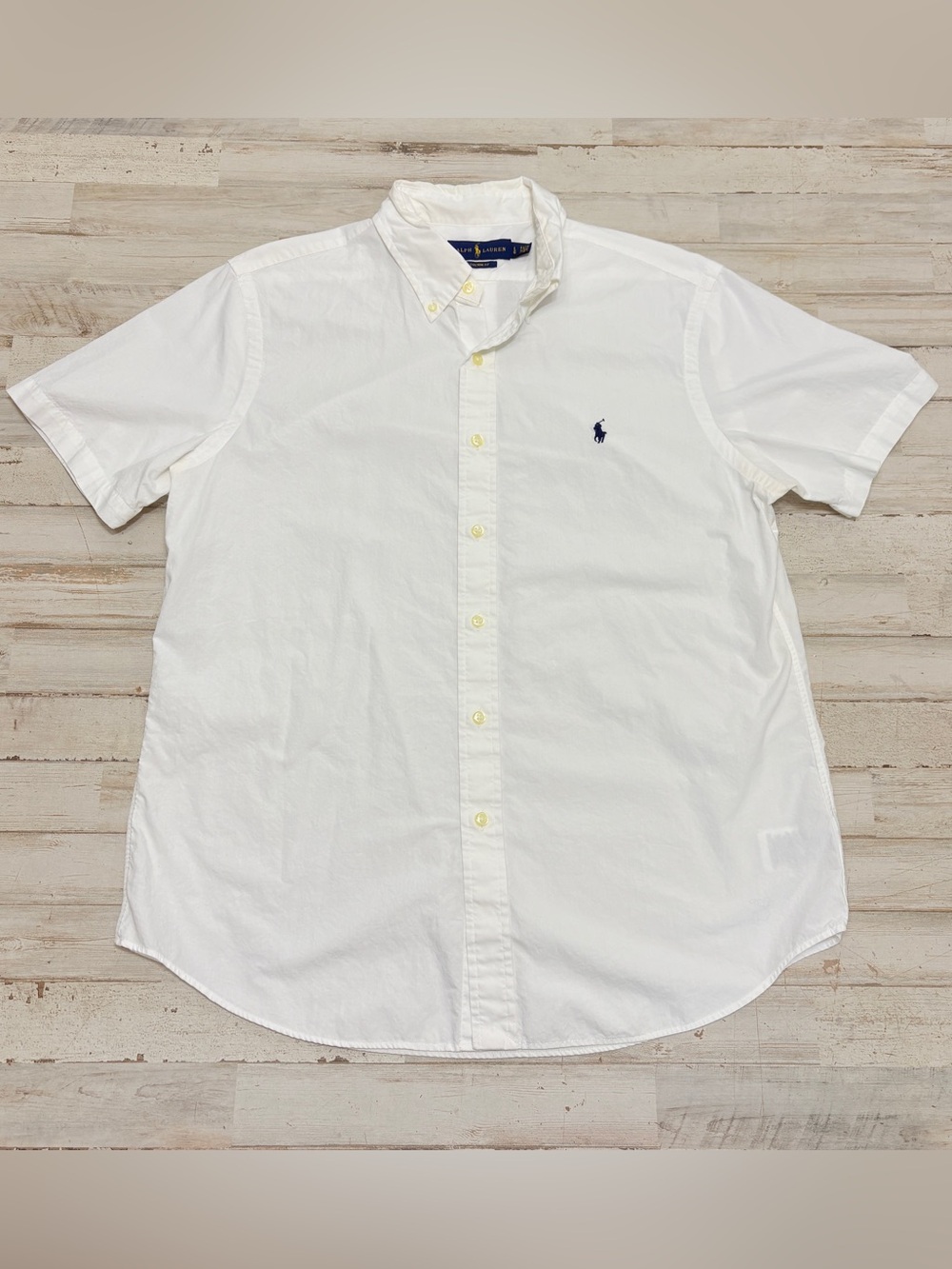 Polo Ralph Lauren Custom Fit Oxford Shirt Men Large White Button Down Pony Logo